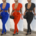 2020 Hot Sale Women's Two Piece Set Clothing Women Plus Size Ribbed Trousers Leggings Pants 2 Piece Set Clothing